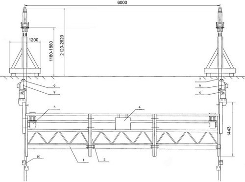 Схема подъемника Nordberg-630 (вид спереди)